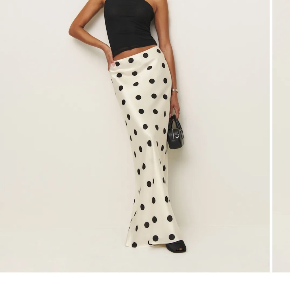 ISO Reformation Black and White Polka Dot Maxi Skirt SIZE SMALL